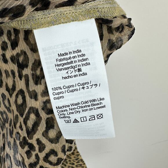 J.Crew Sheer Leopard Print Shirt Crinkle Chiffon Cupro Blouse Brown US 4 NWT - Picture 9 of 11